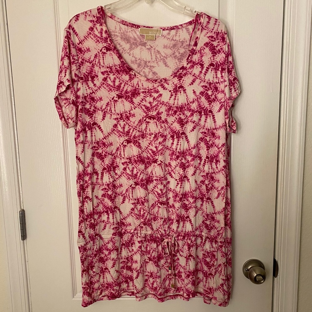 Michael Kors MICHAEL Pink and White Tie Dye Shirt
